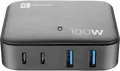 Cellularline Multipower Magnus 100W GaN Charger, 4 Ports (2x USB-C PD 100W, 2x USB-A), Fast Charging for Laptops, Tablets and Smartphones, Black