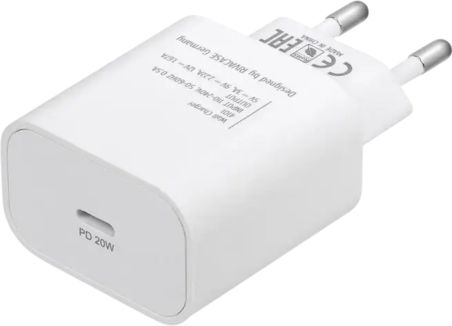 Incarcator de perete Rivacase PS4101 20W USB-C, Incarcare Rapida PD 3.0 si QC 3.0, Priza EU, Plastic ABS, Alb