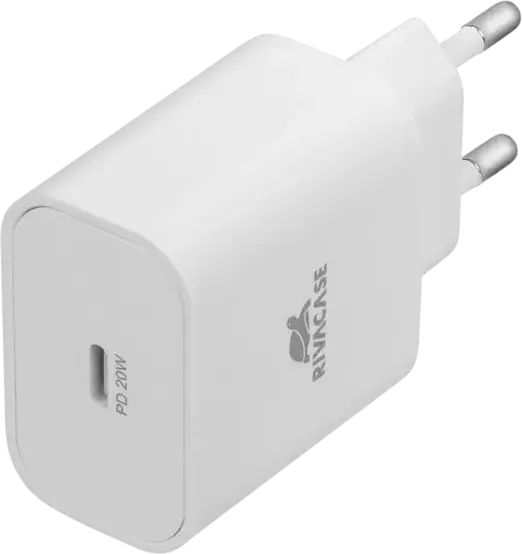 Incarcator de perete Rivacase PS4101 20W USB-C, Incarcare Rapida PD 3.0 si QC 3.0, Priza EU, Plastic ABS, Alb