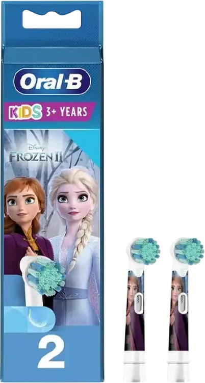 Сменные насадки для зубных щеток Oral-B EB10-2 Disney Frozen II для детей от 3 лет, экстрамягкие круглые щетинки, белые, 2 шт.