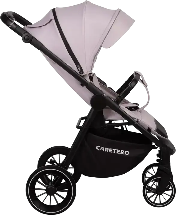 Caruciul pentru copii Caretero Agil, Roz Fumuriu, 0 luni - 4 ani, Max 22kg, Roți din spumă, Spătar și Mâner Reglabil, Finisaje Piele Eco, Cu Ploaie și Picioare