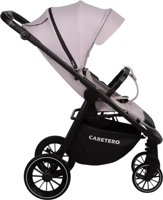 Caruciul pentru copii Caretero Agil, Roz Fumuriu, 0 luni - 4 ani, Max 22kg, Roți din spumă, Spătar și Mâner Reglabil, Finisaje Piele Eco, Cu Ploaie și Picioare
