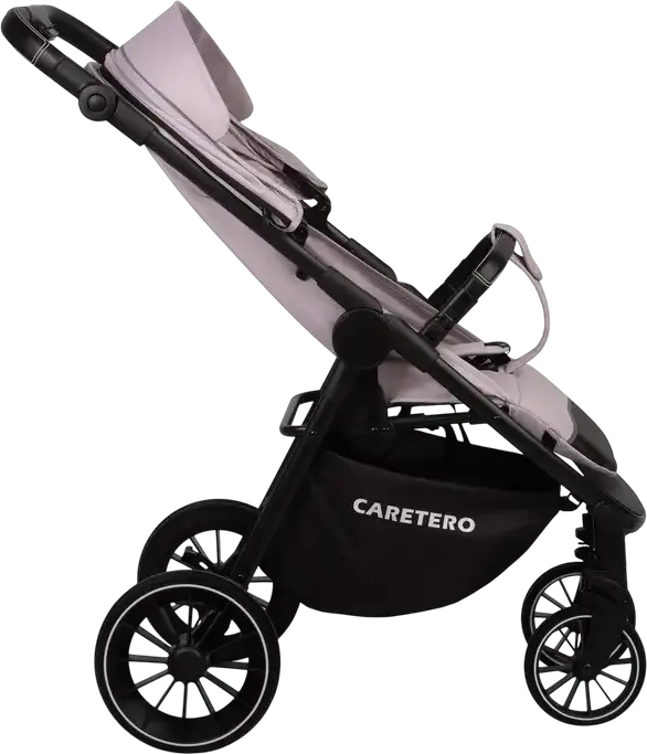 Caruciul pentru copii Caretero Agil, Roz Fumuriu, 0 luni - 4 ani, Max 22kg, Roți din spumă, Spătar și Mâner Reglabil, Finisaje Piele Eco, Cu Ploaie și Picioare