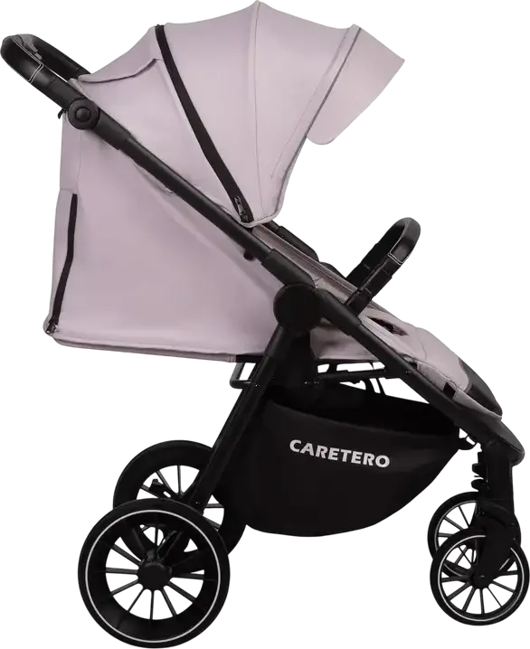 Caruciul pentru copii Caretero Agil, Roz Fumuriu, 0 luni - 4 ani, Max 22kg, Roți din spumă, Spătar și Mâner Reglabil, Finisaje Piele Eco, Cu Ploaie și Picioare
