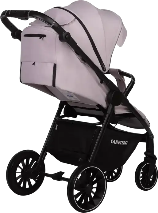 Caruciul pentru copii Caretero Agil, Roz Fumuriu, 0 luni - 4 ani, Max 22kg, Roți din spumă, Spătar și Mâner Reglabil, Finisaje Piele Eco, Cu Ploaie și Picioare