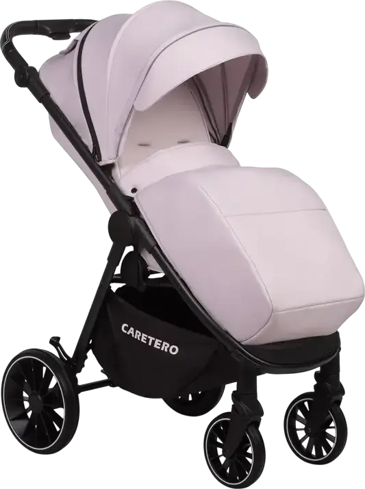 Caruciul pentru copii Caretero Agil, Roz Fumuriu, 0 luni - 4 ani, Max 22kg, Roți din spumă, Spătar și Mâner Reglabil, Finisaje Piele Eco, Cu Ploaie și Picioare