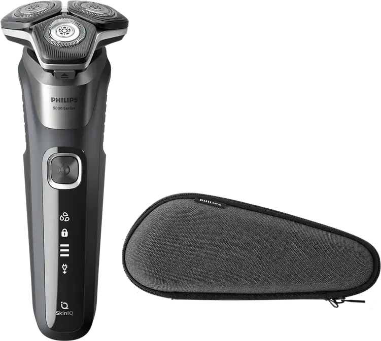 Philips S5887/30 Series 5000 Electric Rotary Shaver, SkinIQ Technology, SteelPrecision Blades, PowerAdapt Sensor, Wet & Dry, Pop-up Trimmer, Grey