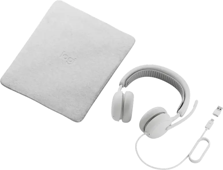 Casca Logitech Zone Wired 2 cu fir, Albă, ANC Hibrid Adaptiv, Microfoane Duale cu Anulare Zgomot AI, USB-C/USB-A, Drivere 40mm, Certificată Microsoft Teams și Zoom