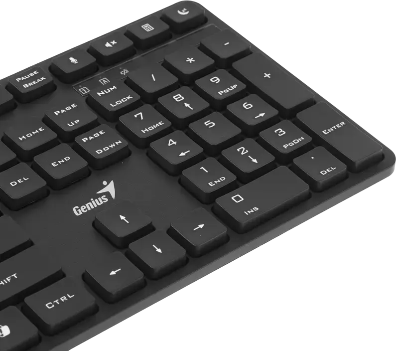 Genius KM-8216S Wireless AI Copilot Silent Keyboard and Mouse Combo, 2.4GHz RF USB-A, Membrane Chocolate Keys, Ergo 8100S AI Optical Mouse 1600 DPI, Black