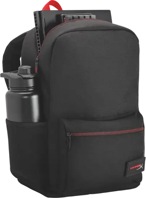 HyperX Delta Gaming Backpack, 17.8L Capacity, Fits 16-inch Laptops, Weather-Resistant Recycled 600D Polyester, Padded Straps & Trolley Strap, Black