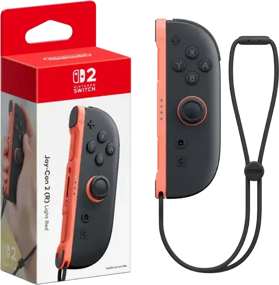 Nintendo Switch 2 Joy-Con (R) Wireless Controller, Light Red, NFC Functionality, C Button for GameChat, Magnetic Attachment, Lithium-ion Battery