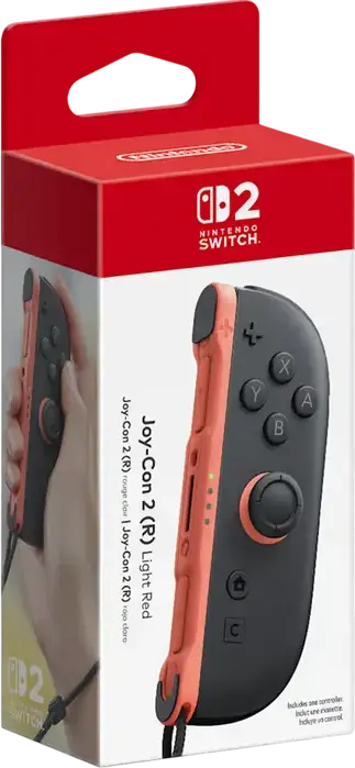 Nintendo Switch 2 Joy-Con (R) Wireless Controller, Light Red, NFC Functionality, C Button for GameChat, Magnetic Attachment, Lithium-ion Battery