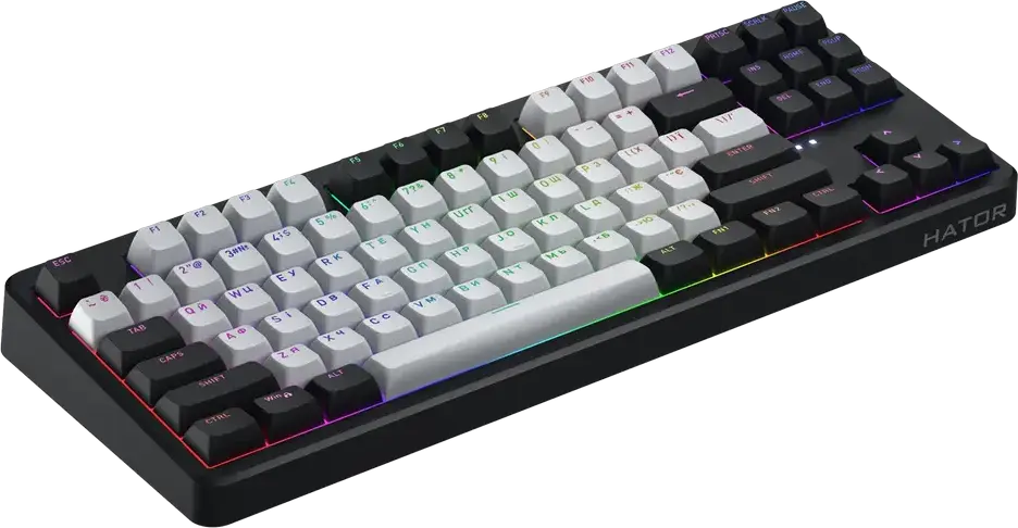 Механическая клавиатура HATOR Rockfall 3 TKL Wireless, переключатели HATOR Aurum Orange Linear, Gasket Mount, Hot-swap, PBT-кейкапы, RGB, 2.4ГГц/BT/USB-C