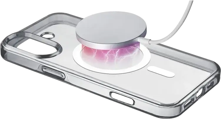 Husa Cellularline Gloss Mag pentru iPhone 16, Transparenta TPU si Policarbonat, Compatibila MagSafe, Protectie Militara contra Shockurilor, Antibacteriana, GLOSSMAGIPH16T