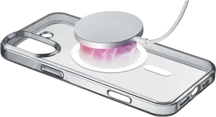 Husa Cellularline Gloss Mag pentru iPhone 16, Transparenta TPU si Policarbonat, Compatibila MagSafe, Protectie Militara contra Shockurilor, Antibacteriana, GLOSSMAGIPH16T