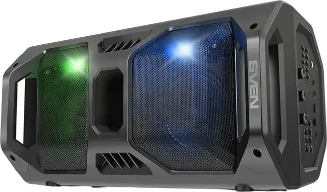 Портативная караоке-система SVEN PS-600, 50 Вт RMS, Bluetooth, TWS, RGB-подсветка, FM-радио, Li-Ion аккумулятор, USB, microSD, AUX, черный