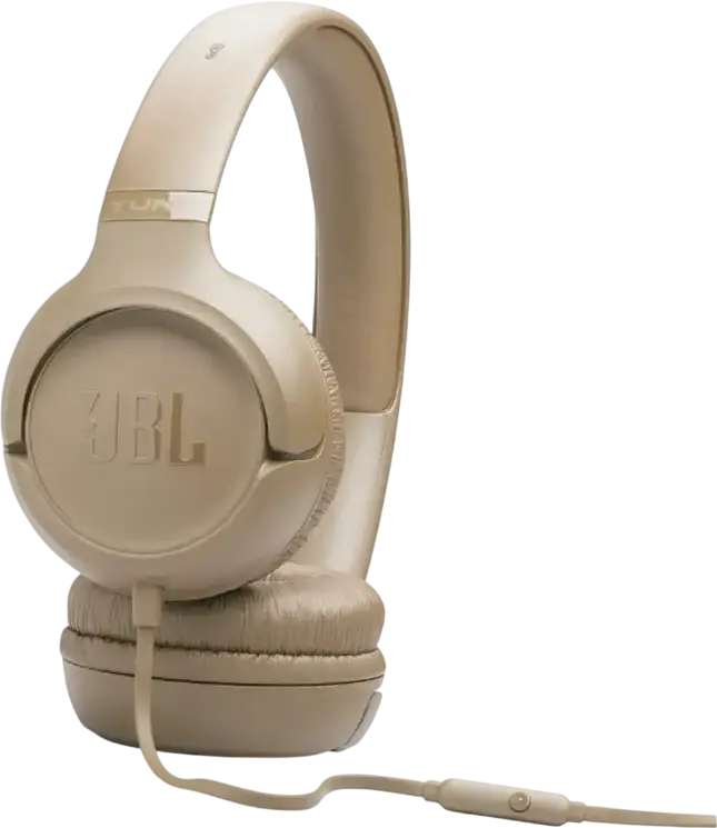 JBL Tune 530 On-Ear Closed-Back Wired Headphones, Dynamic Driver, Integrated In-Line Microphone, Foldable Design, JBL Pure Bass Sound, Beige