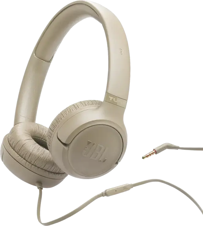 JBL Tune 530 On-Ear Closed-Back Wired Headphones, Dynamic Driver, Integrated In-Line Microphone, Foldable Design, JBL Pure Bass Sound, Beige