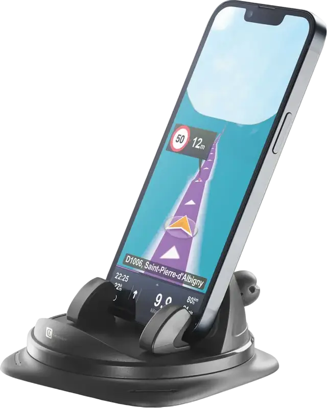 Cellularline Dash Hub 360 Rotating Car Smartphone Holder with Anti-Slip Mat and Fixing Hooks, 360 Degree Rotation, Black