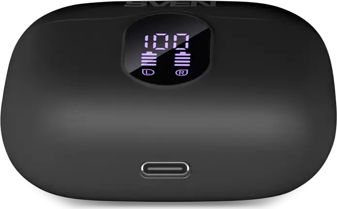 SVEN E-315B TWS In-Ear Earbuds, Bluetooth 5.4, ANC Active Noise Cancellation, 13mm Drivers, IPX4 Water Resistant, 26h Total Playtime, USB-C, Black