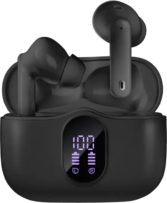 SVEN E-315B TWS In-Ear Earbuds, Bluetooth 5.4, ANC Active Noise Cancellation, 13mm Drivers, IPX4 Water Resistant, 26h Total Playtime, USB-C, Black