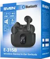 SVEN E-315B TWS In-Ear Earbuds, Bluetooth 5.4, ANC Active Noise Cancellation, 13mm Drivers, IPX4 Water Resistant, 26h Total Playtime, USB-C, Black