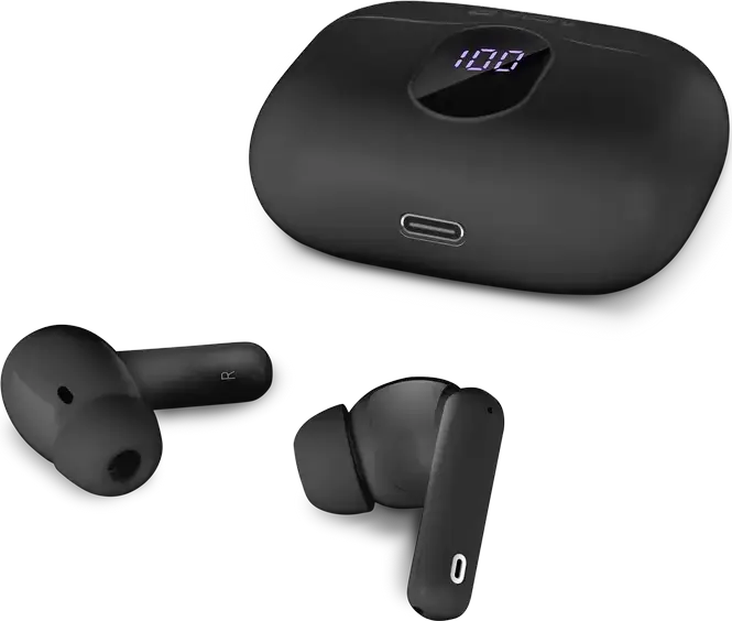 SVEN E-315B TWS In-Ear Earbuds, Bluetooth 5.4, ANC Active Noise Cancellation, 13mm Drivers, IPX4 Water Resistant, 26h Total Playtime, USB-C, Black