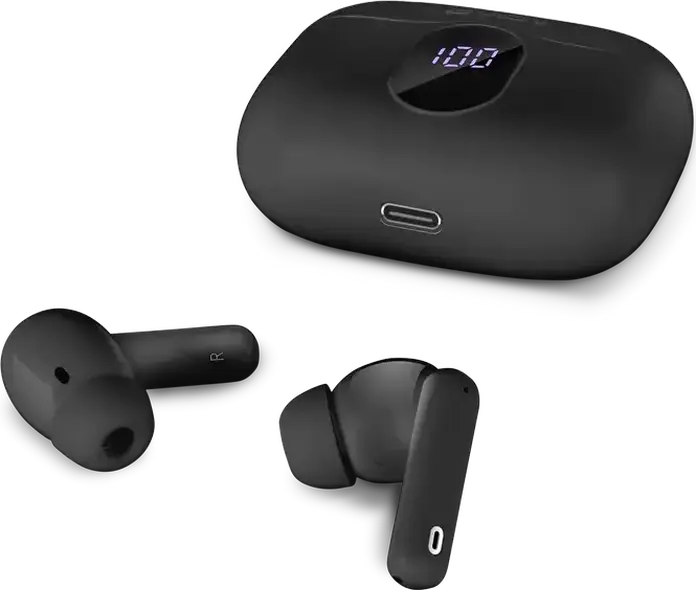 SVEN E-315B TWS In-Ear Earbuds, Bluetooth 5.4, ANC Active Noise Cancellation, 13mm Drivers, IPX4 Water Resistant, 26h Total Playtime, USB-C, Black