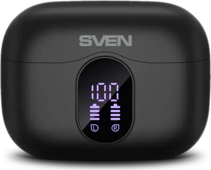SVEN E-315B TWS In-Ear Earbuds, Bluetooth 5.4, ANC Active Noise Cancellation, 13mm Drivers, IPX4 Water Resistant, 26h Total Playtime, USB-C, Black