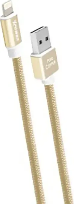 Xpower Lightning Charging and Sync Cable, USB Type-A to Lightning, 2.4A Fast Charging 7.5W, Pure Copper Core, TPE and Metal, 1m, Gold