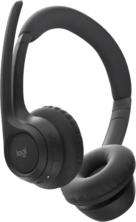 Logitech Zone 300 Wireless Bluetooth 5.3 Headset, Black, Dual Beamforming Noise-Canceling Microphones, 16h Talk Time, 30mm Drivers, Ultra-Lightweight