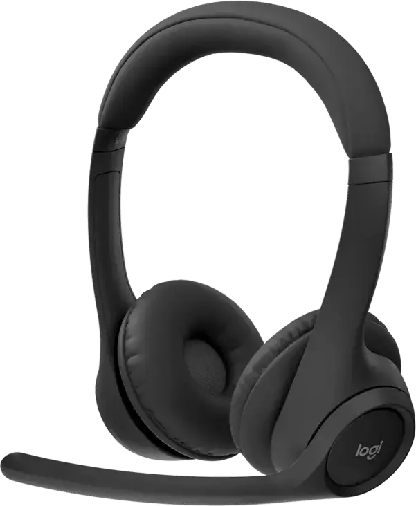 Logitech Zone 300 Wireless Bluetooth 5.3 Headset, Black, Dual Beamforming Noise-Canceling Microphones, 16h Talk Time, 30mm Drivers, Ultra-Lightweight