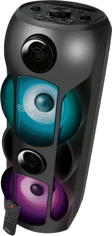 SVEN PS-720 Portable Party Speaker, 80W RMS 2.0 Stereo, TWS Support, Bluetooth, USB, microSD, FM Radio, Karaoke with Echo and Mic Inputs, Dynamic LED Lighting, Black