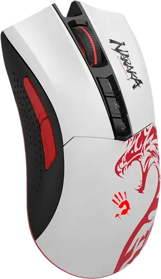 Bloody R90 Plus Wireless Gaming Mouse, BC3332-S Sensor, 5000 CPI, 8 Programmable Buttons, 2.4 GHz, Metal X'Glide Armor Boot, Rechargeable, Naraka