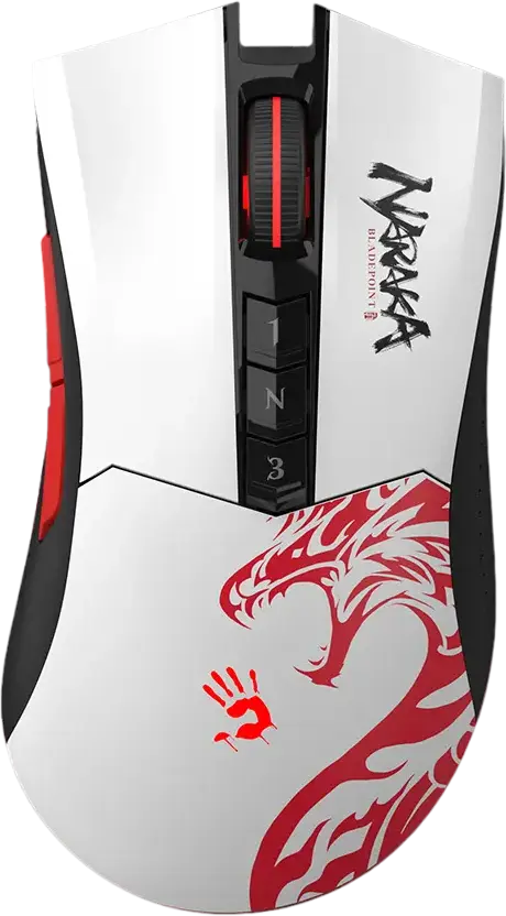 Bloody R90 Plus Wireless Gaming Mouse, BC3332-S Sensor, 5000 CPI, 8 Programmable Buttons, 2.4 GHz, Metal X'Glide Armor Boot, Rechargeable, Naraka