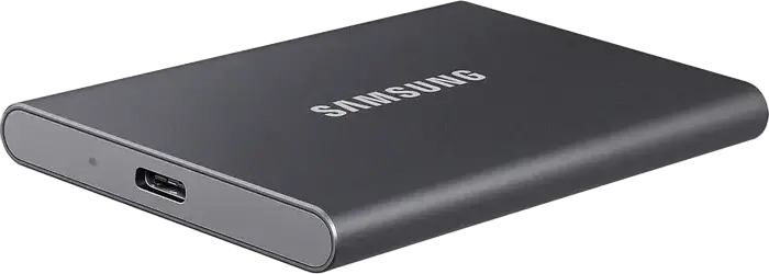 Samsung Portable SSD T7 MU-PC2T0T/WW 2TB External Solid State Drive USB 3.2 Gen 2 1050MB/s Read 1000MB/s Write Aluminum Casing AES 256-bit Encryption Grey