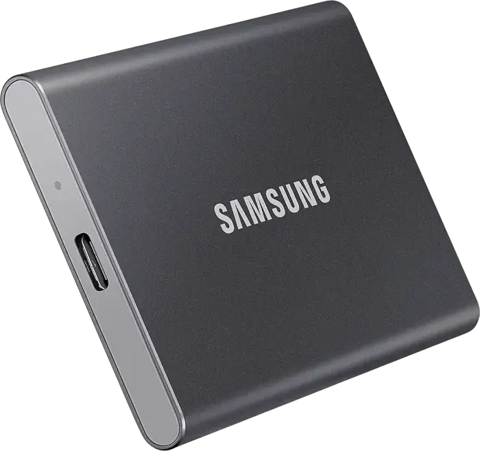 Samsung Portable SSD T7 MU-PC2T0T/WW 2TB External Solid State Drive USB 3.2 Gen 2 1050MB/s Read 1000MB/s Write Aluminum Casing AES 256-bit Encryption Grey