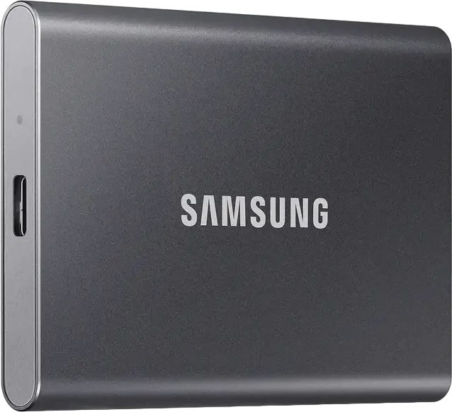 Samsung Portable SSD T7 MU-PC2T0T/WW 2TB External Solid State Drive USB 3.2 Gen 2 1050MB/s Read 1000MB/s Write Aluminum Casing AES 256-bit Encryption Grey