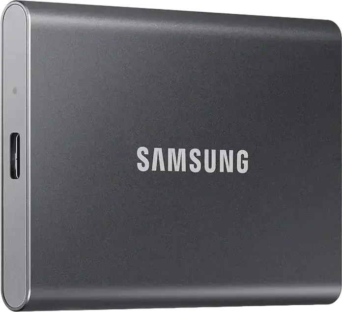 Samsung Portable SSD T7 MU-PC2T0T/WW 2TB External Solid State Drive USB 3.2 Gen 2 1050MB/s Read 1000MB/s Write Aluminum Casing AES 256-bit Encryption Grey