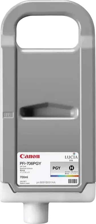 Чернильный картридж Canon PFI-706PGY Photo Gray на пигментных чернилах LUCIA 700мл для imagePROGRAF iPF8300 iPF8400 iPF9400, устойчивый к царапинам