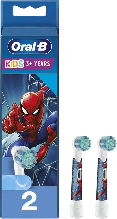 Capete de schimb periuta electrica Oral-B EB10-2 pentru copii 3+, peri extra-moi rotunde, design Marvel Spider-Man, set 2 bucati
