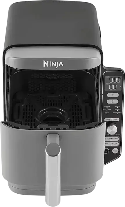 Ninja Double Stack XL SL451EU Air Fryer, 9.5L Dual Basket (2x 4.75L), 2470W, 6 Functions, Smart Temperature Probe, Ceramic Coating, Grey