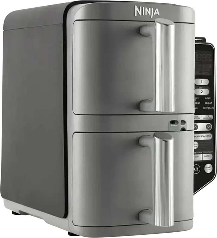 Ninja Double Stack XL SL451EU Air Fryer, 9.5L Dual Basket (2x 4.75L), 2470W, 6 Functions, Smart Temperature Probe, Ceramic Coating, Grey