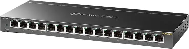 Switch TP-Link TL-SG116E Easy Smart Gigabit, 16 Porturi 10/100/1000 Mbps RJ45, Carcasă Metalică, VLAN, QoS, Prevenire Buclă, Tehnologie Green, Montare Perete