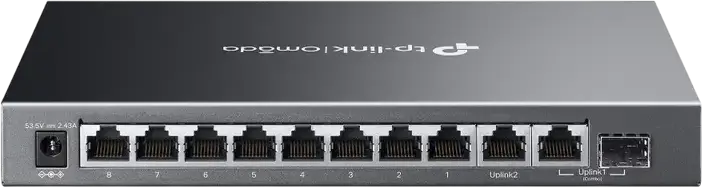 TP-Link Omada ES210GMP 10-Port Gigabit Easy Managed Switch, 8-Port PoE+ 123W Budget, 1x SFP/RJ45 Combo, L2 Features, Cloud Management, Metal Casing