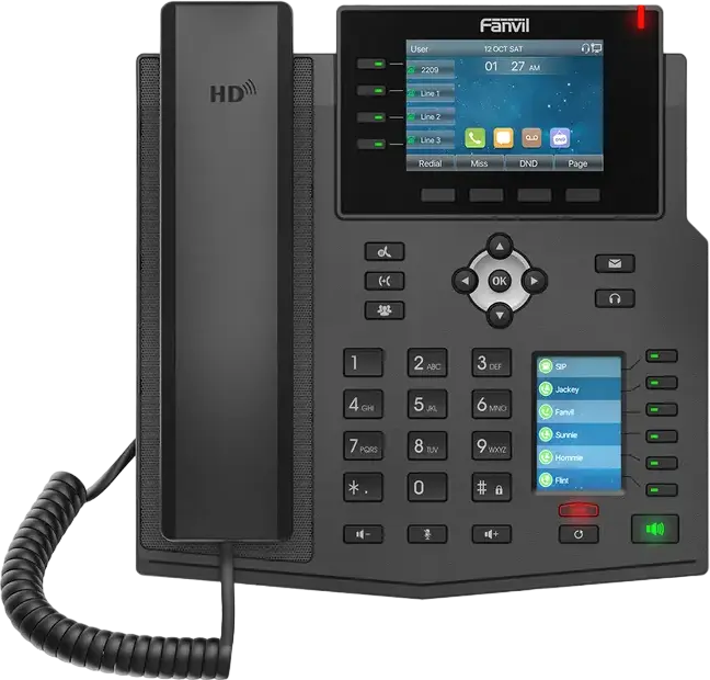 Telefon IP Fanvil X5U-R Negru, 16 Linii SIP, Ecrane LCD Color 3.5" si 2.4", 30 Taste DSS, Gigabit Ethernet, PoE, Bluetooth 4.2, Audio HD, Utilizare Urgenta