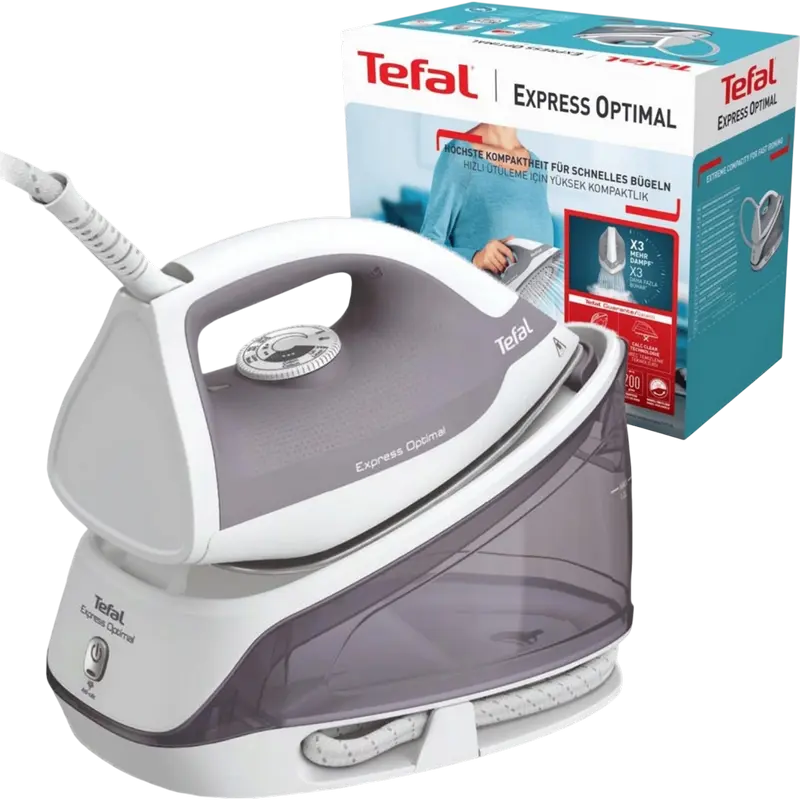 Парогенератор Tefal Express Optimal SV4111E0, 2200 Вт, давление 5.3 бар, паровой удар 200 г/мин, керамическая подошва Xpress Glide, бак 1.2 л