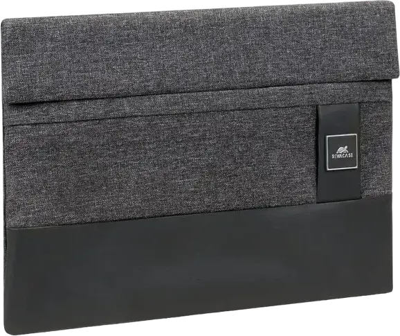 RivaCase Lantau 8803 Universal Laptop Sleeve for 13.3-14 inch Laptops and Tablets, Eco-Friendly RPET Polyester and Faux Leather, Black