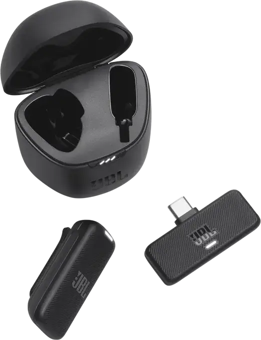 JBL Quantum Stream Wireless USB-C Omnidirectional Dynamic Lavalier Microphone with Charging Case, 100m Range, for Android and Apple USB-C Devices