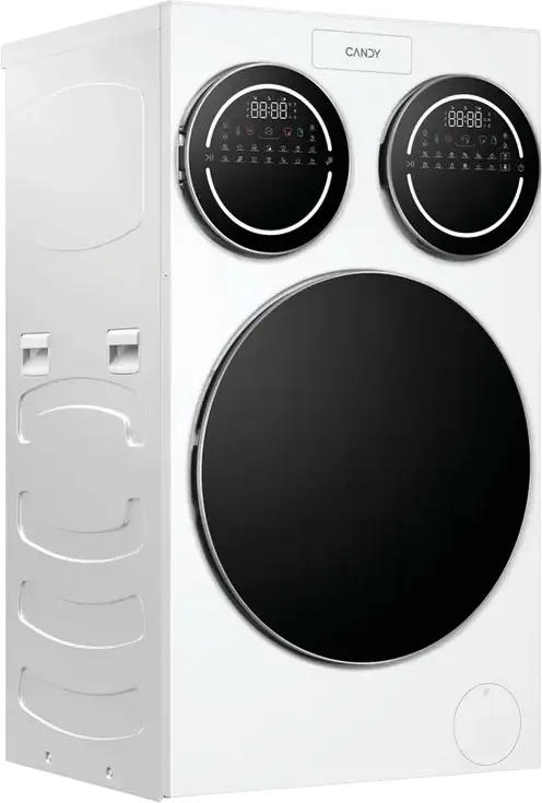 Candy MQD 410CBL9-S MultiWash Washing Machine, 12kg Total Capacity, 3 Drums, 1400 rpm, Energy Class A, UV Hygiene, Direct Motion Motor, White/Black